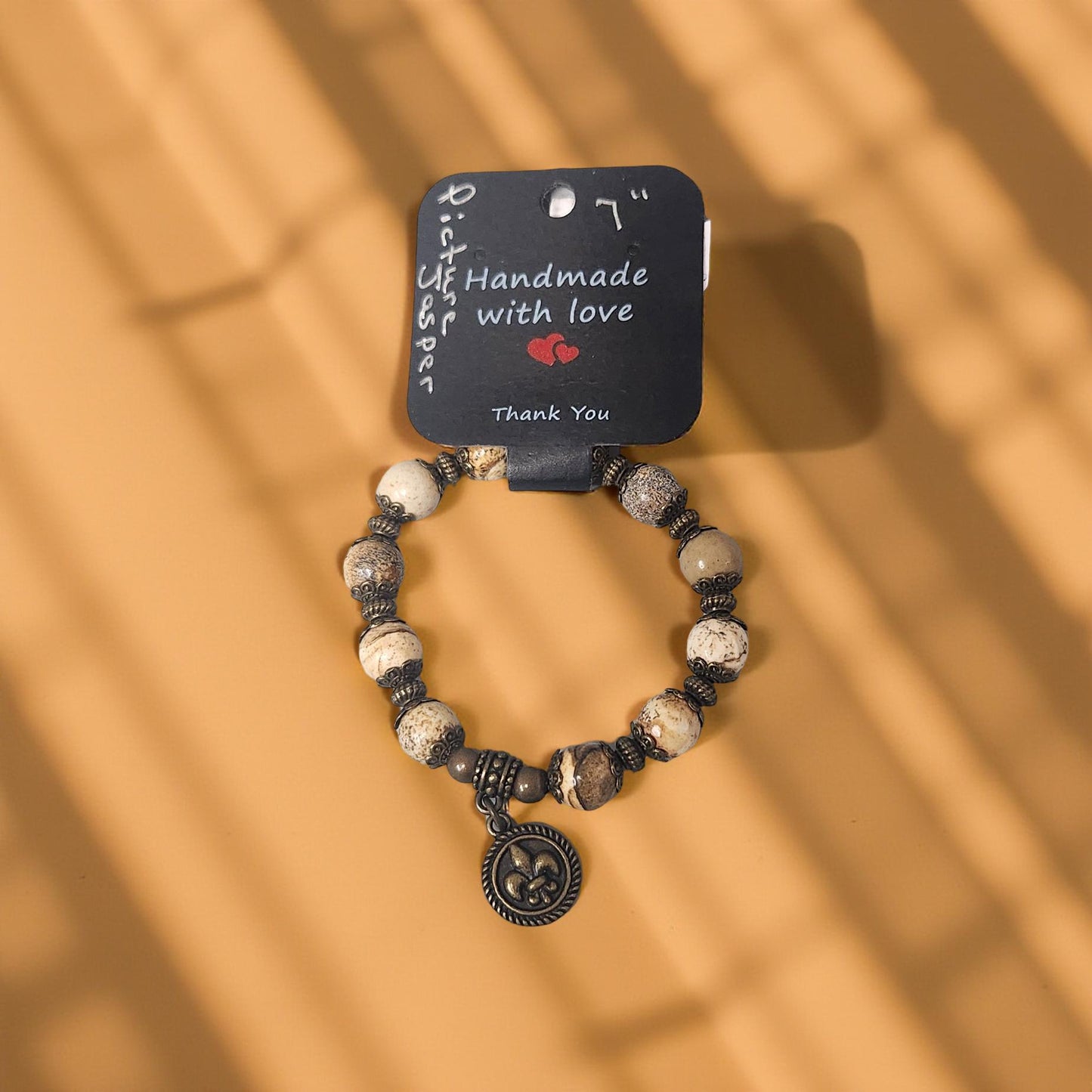 Natural Picture Jasper Beaded Bracelet - Handmade Louisiana Jewelry
