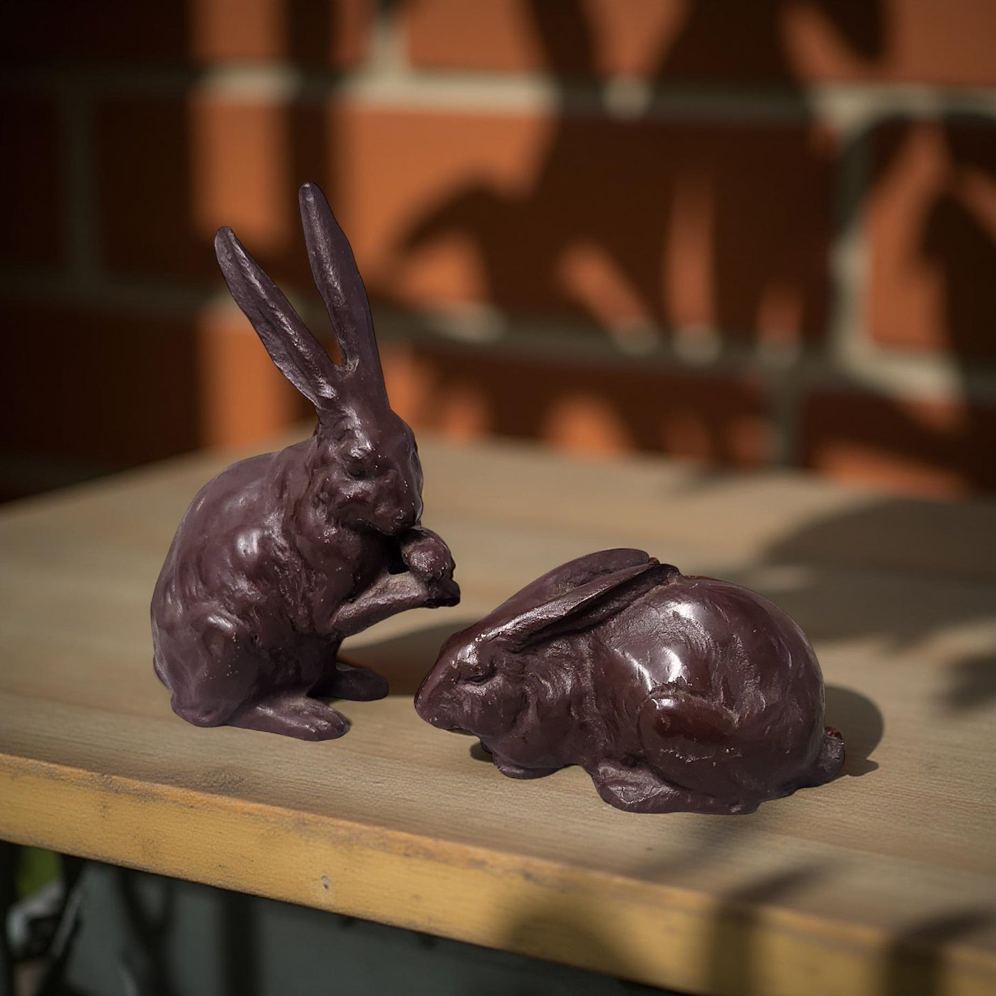 Antique Japanese Bronze Rabbit Okimono – Pair