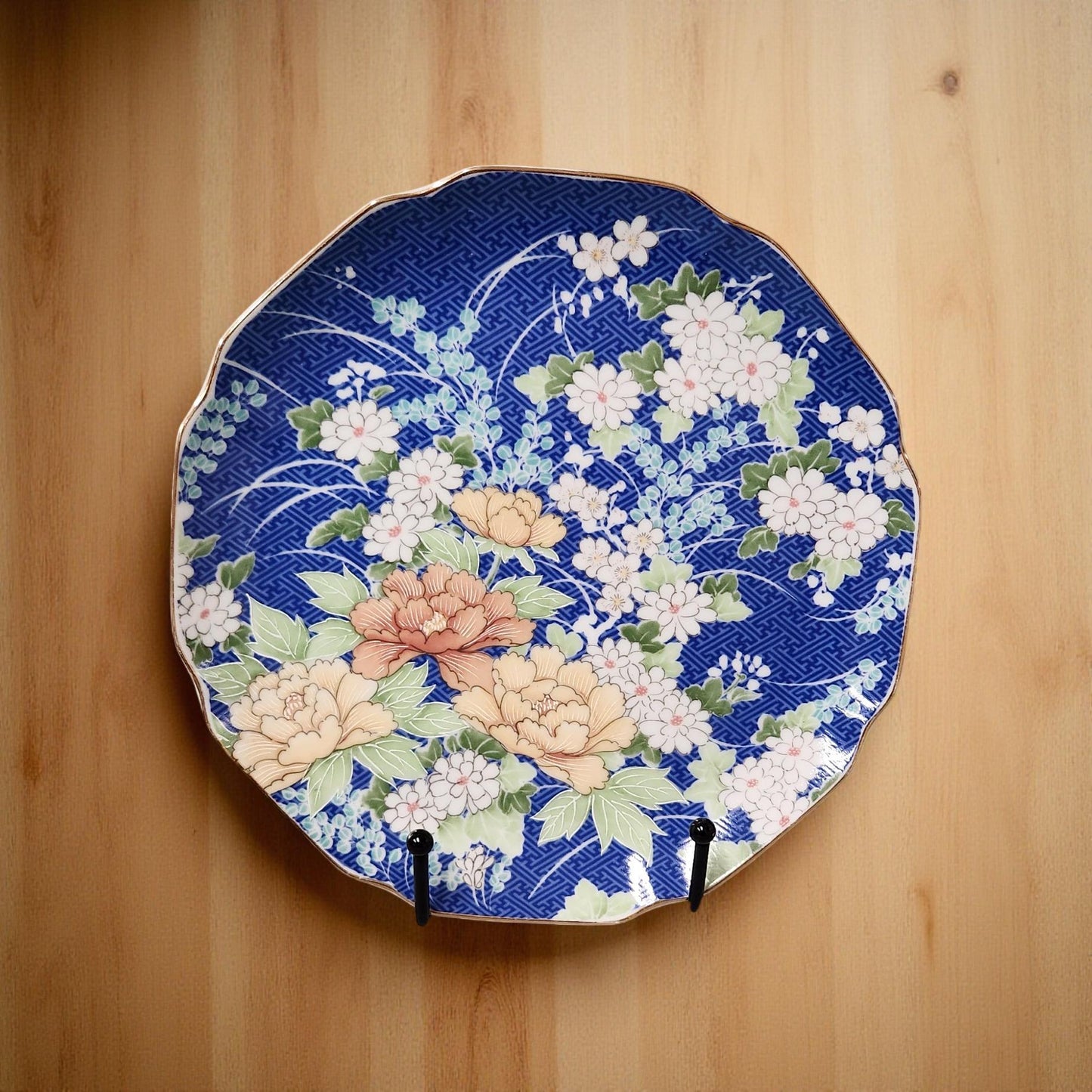 Vintage Japanese Echo Plate – Blue & Gold Floral, 7.5"