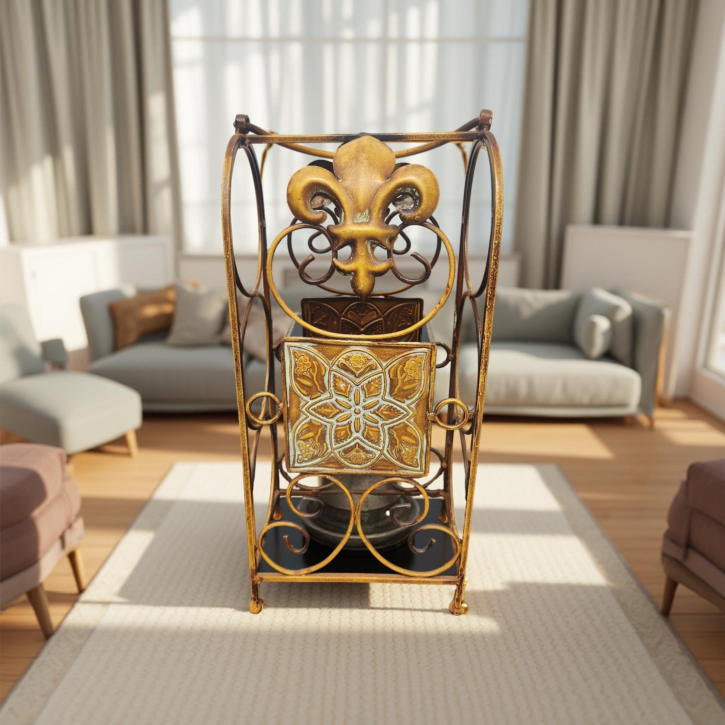 Ornate 3 Bottle Wine Holder