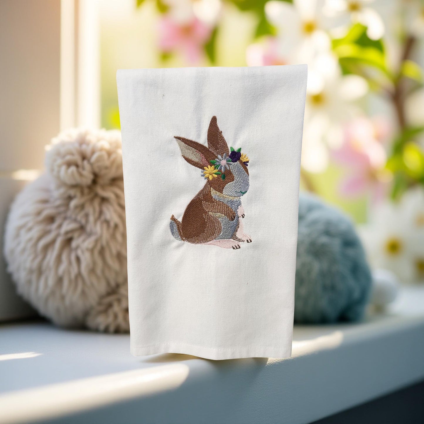 Hand-Crafted Embroidered Easter Hand Towels