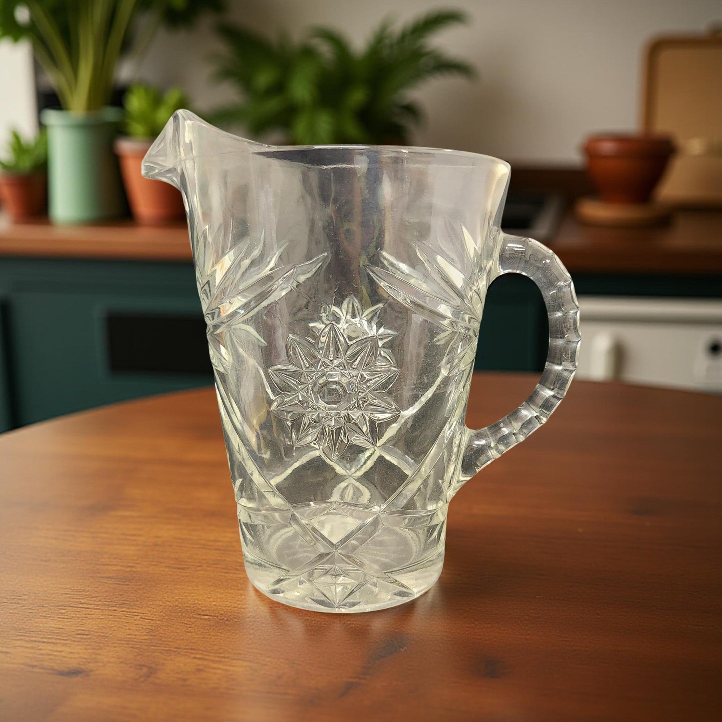 Elegant Anchor Hocking Star of David Glass Pitcher