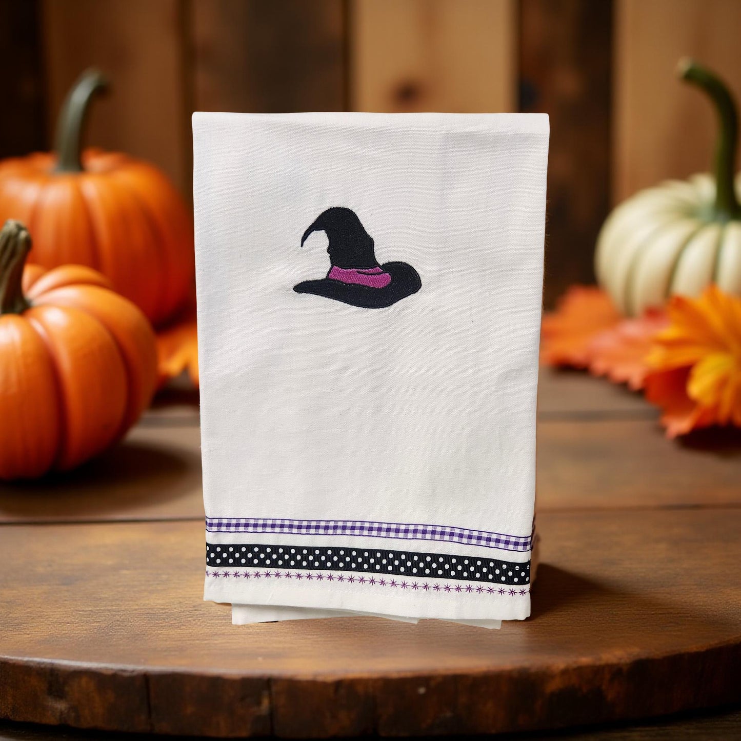 Hand-Crafted Embroidered Halloween Hand Towels