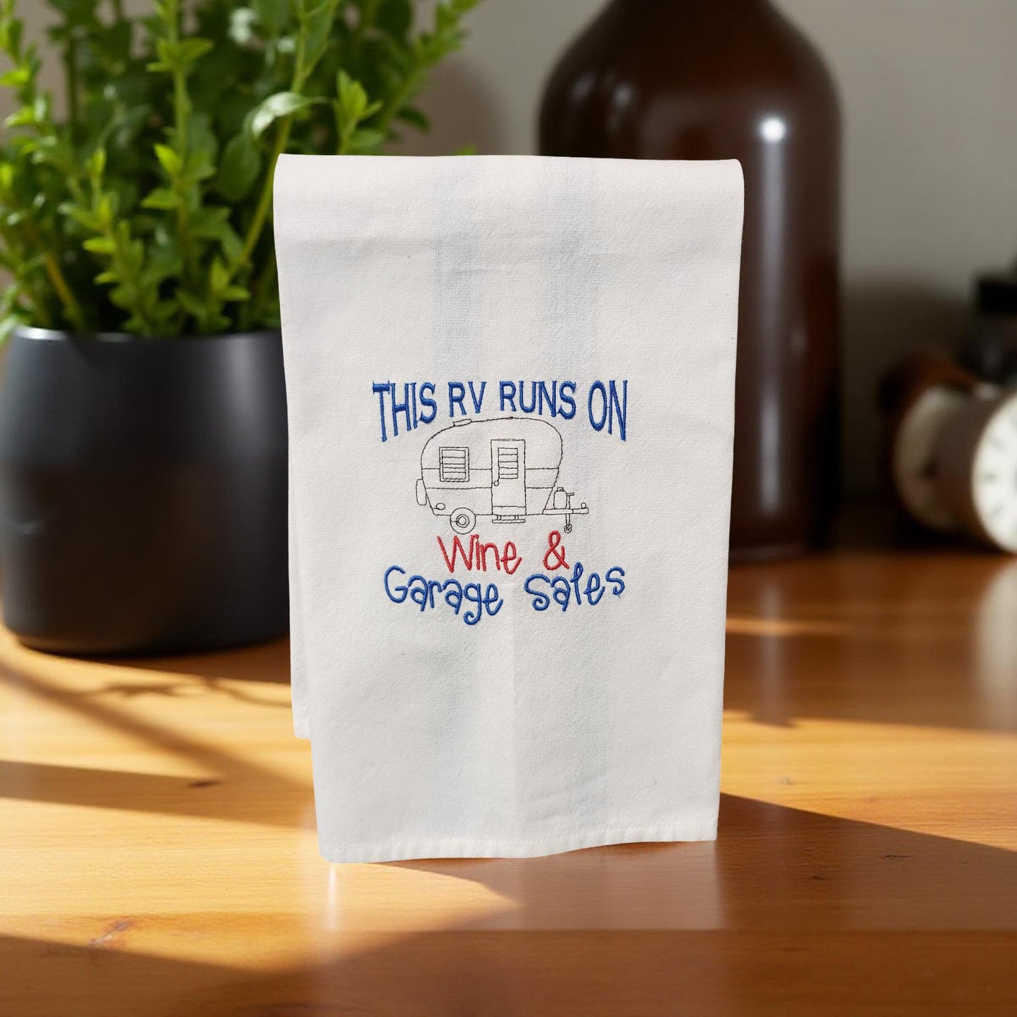 Hand-Crafted Embroidered Hand Towels – Camping, Coffee, Music & More