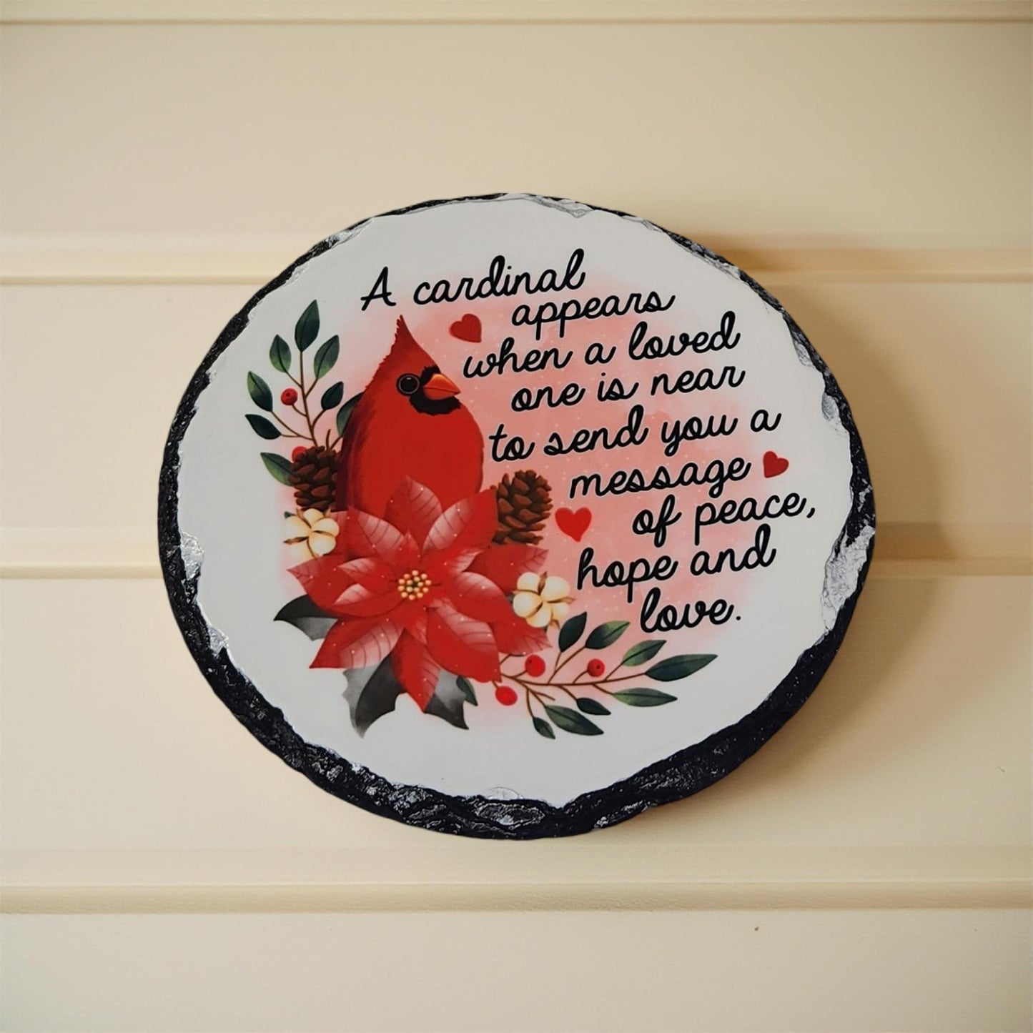 "Cardinals Appear" Decorative Slate - Beautiful Memorial Sign