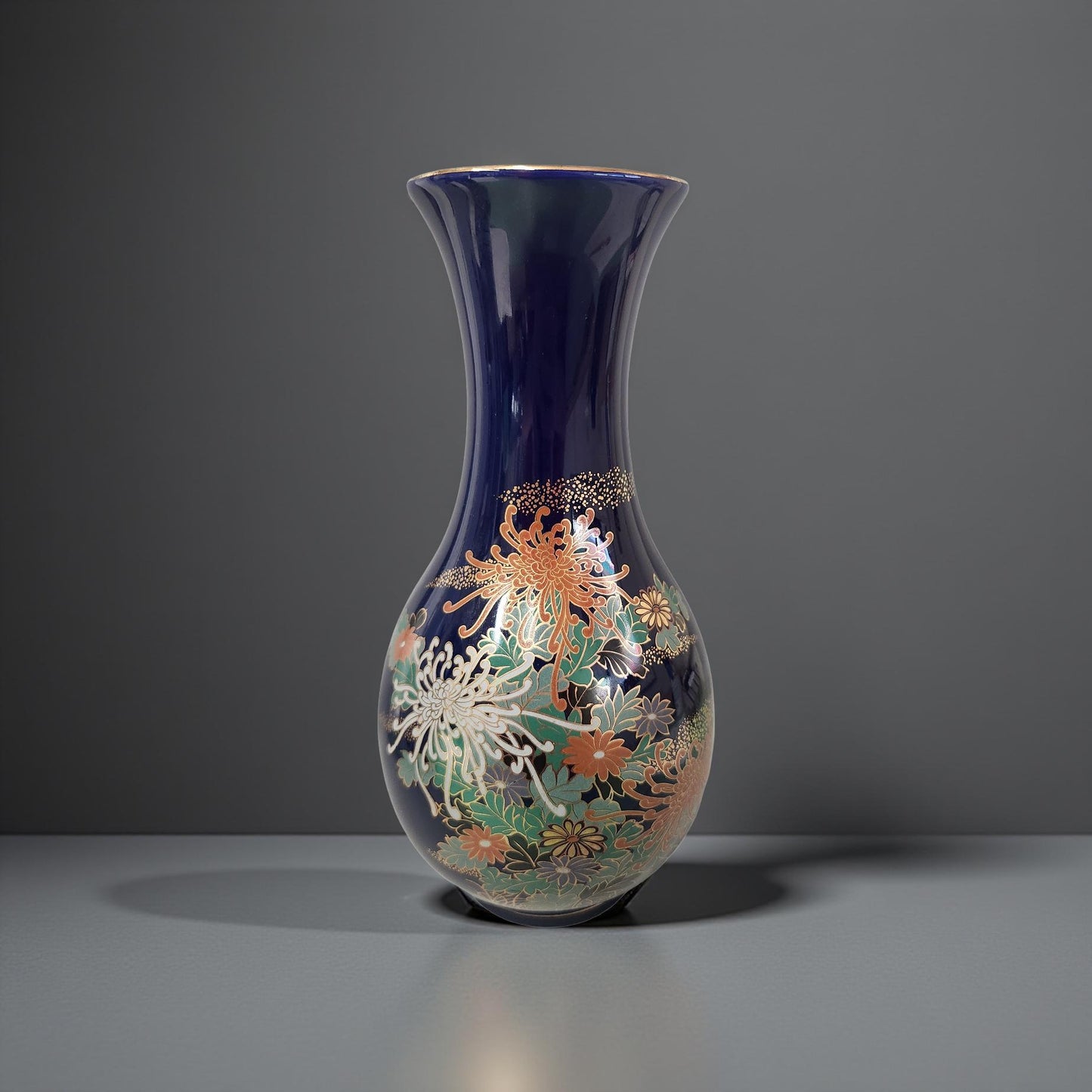 10.5" Cobalt Blue Porcelain Oriental Vase