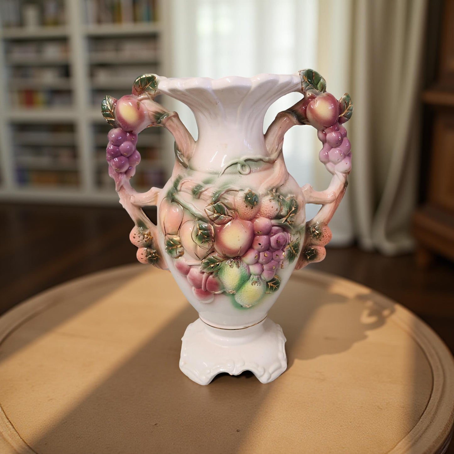Charming Handcrafted Italian Fruit Vase - Antique Pottery