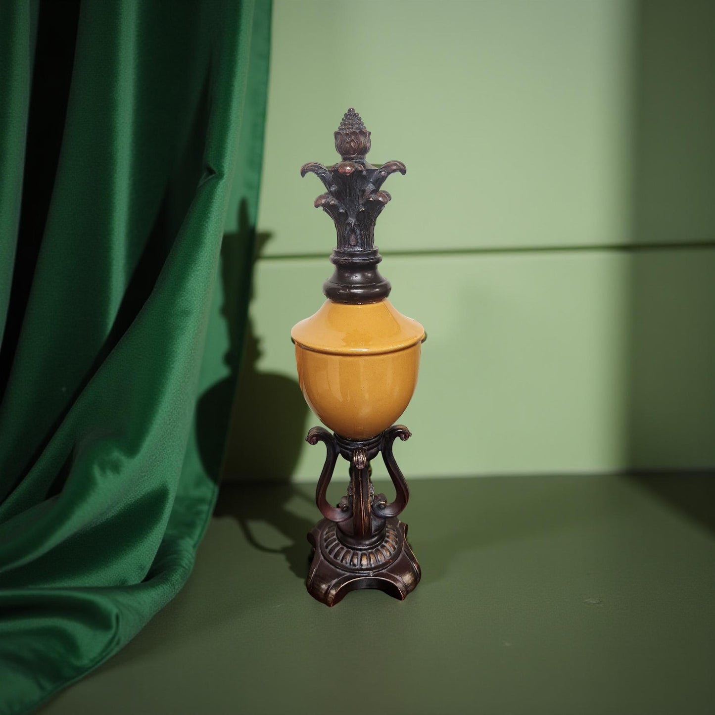 Artistic Ceramic and Wood Pineapple Sculpture for Home Decor