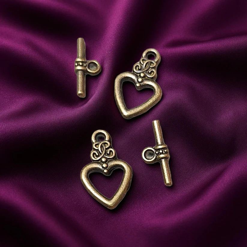 Nickel-Free Heart Toggle Clasp for Jewelry Making - Hypoallergenic and Safe (2 pk)
