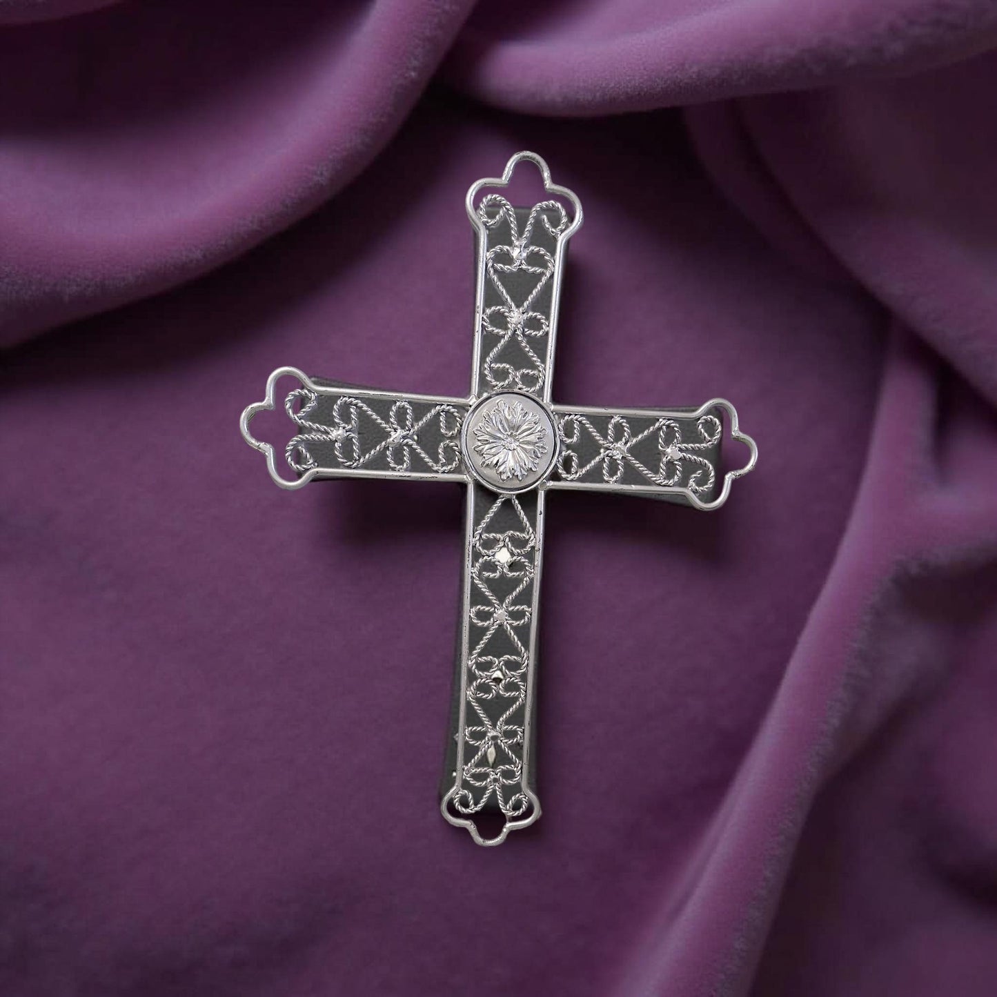 Ornate Silver Wall Hanging Crosses