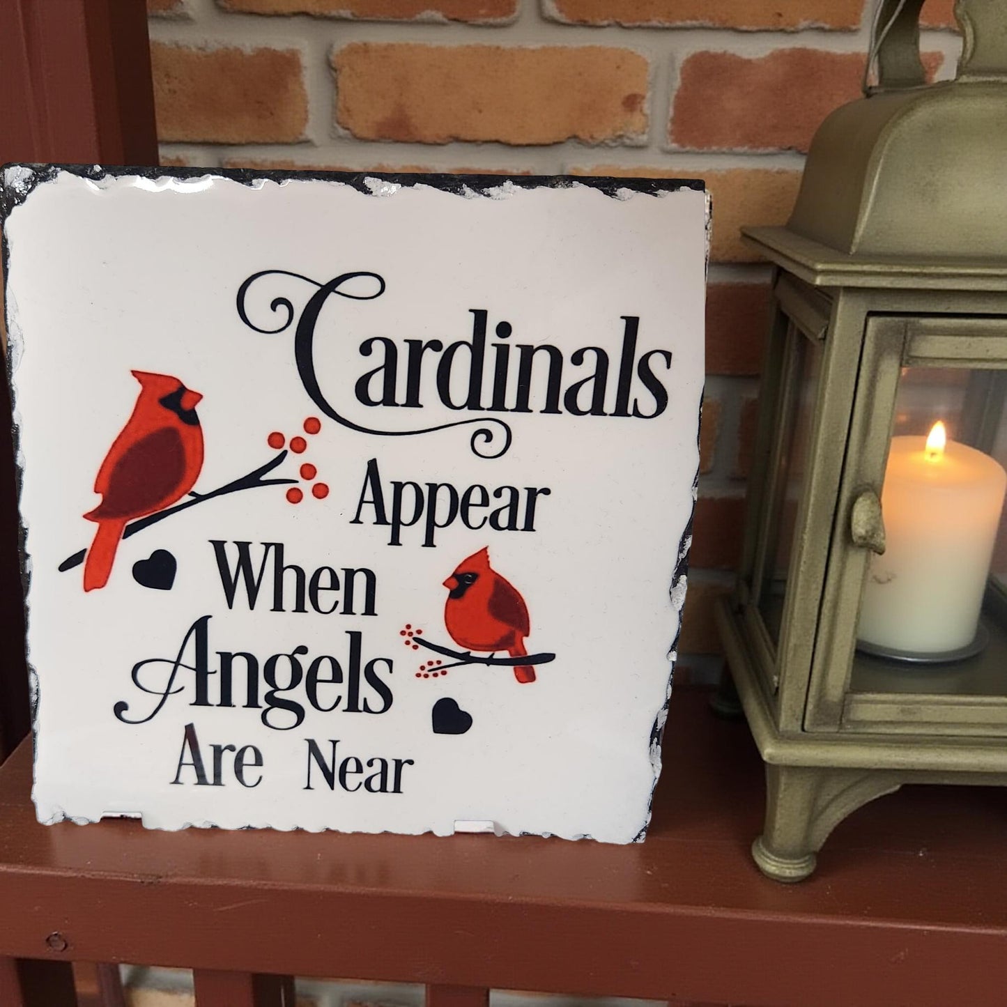 "Cardinals Appear" Decorative Slate - Beautiful Memorial Sign