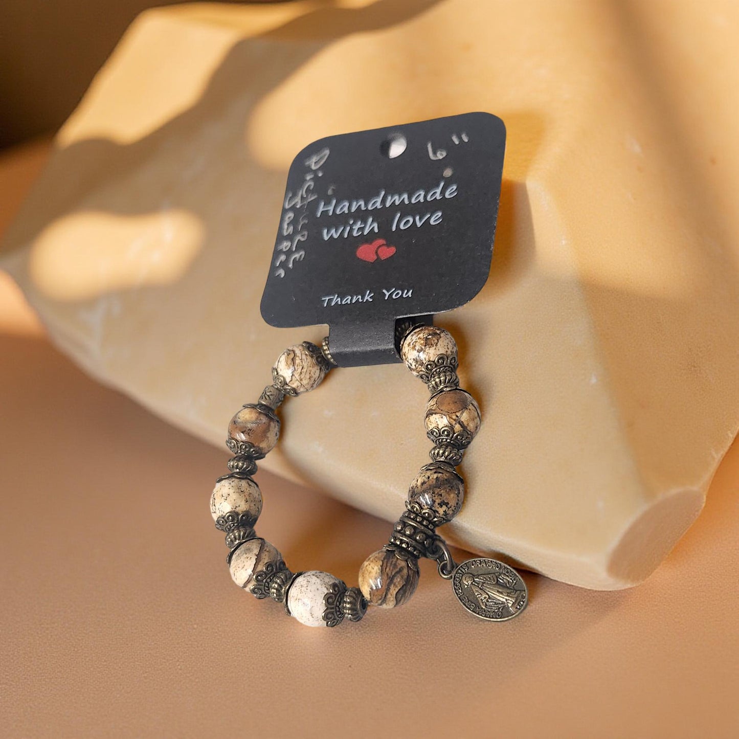 Boho Picture Jasper Bracelet - Handcrafted Religious Jewelry