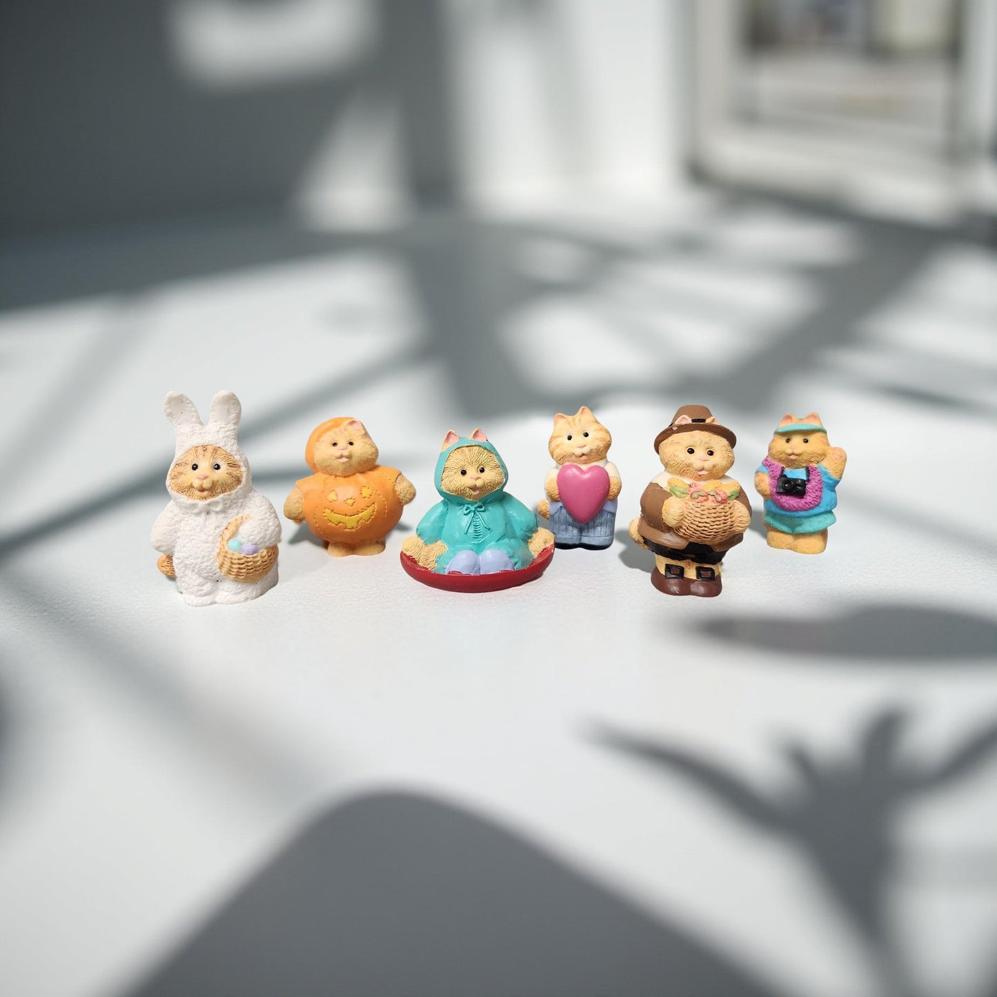 Whimsical Holiday Kitty Figurine Set - Hallmark Collectible - Set of 6