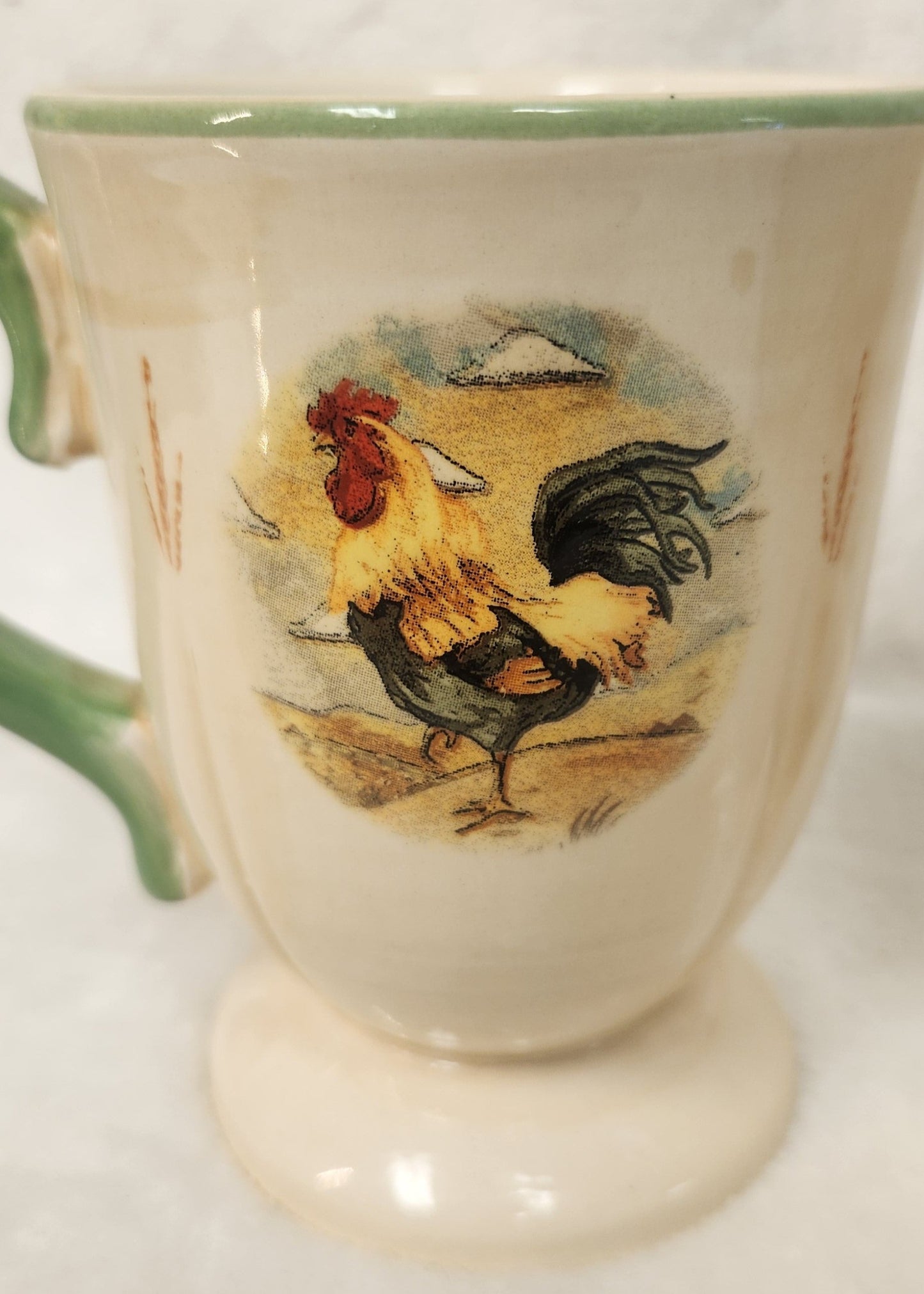 Set of 2 Rooster Pedestal Mugs - Limited Supply