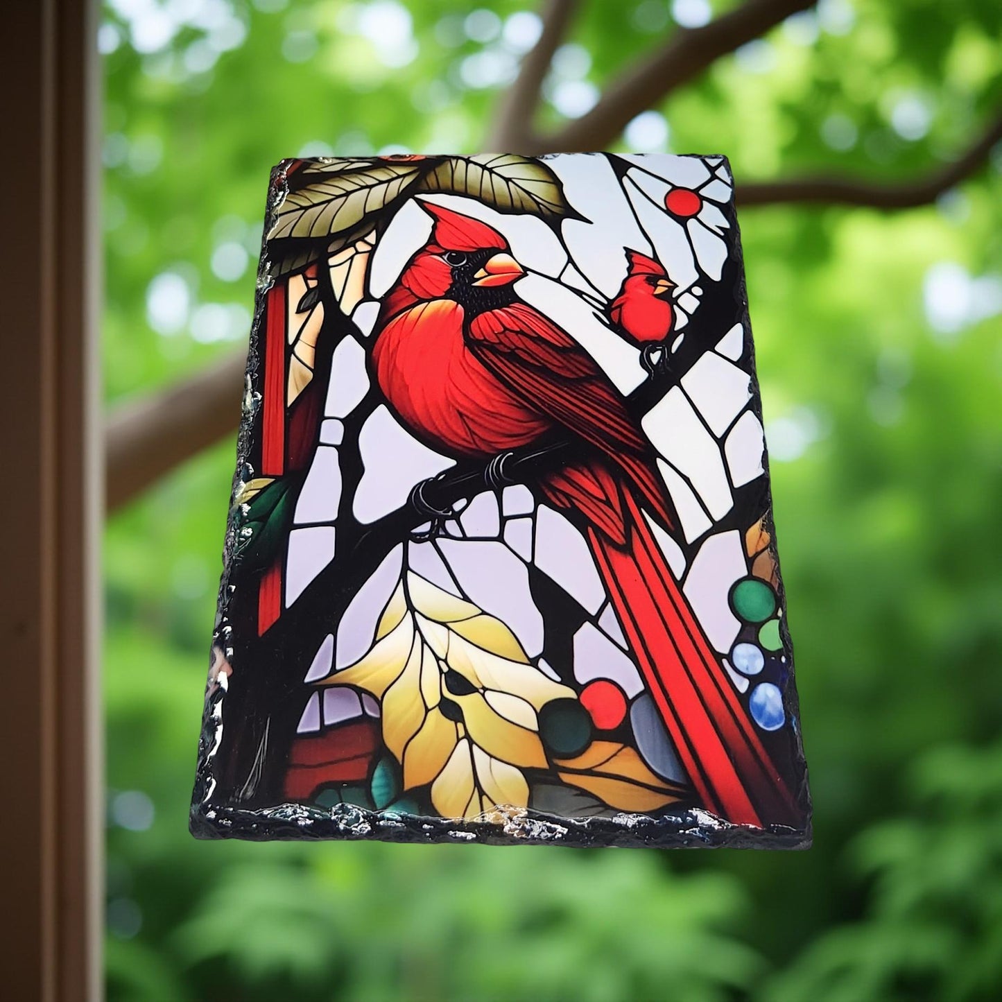 Stained Glass Decorative Slate - Beautiful Memorial Sign