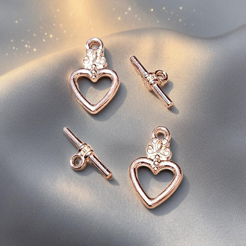 Nickel-Free Heart Toggle Clasp for Jewelry Making - Hypoallergenic and Safe (2 pk)