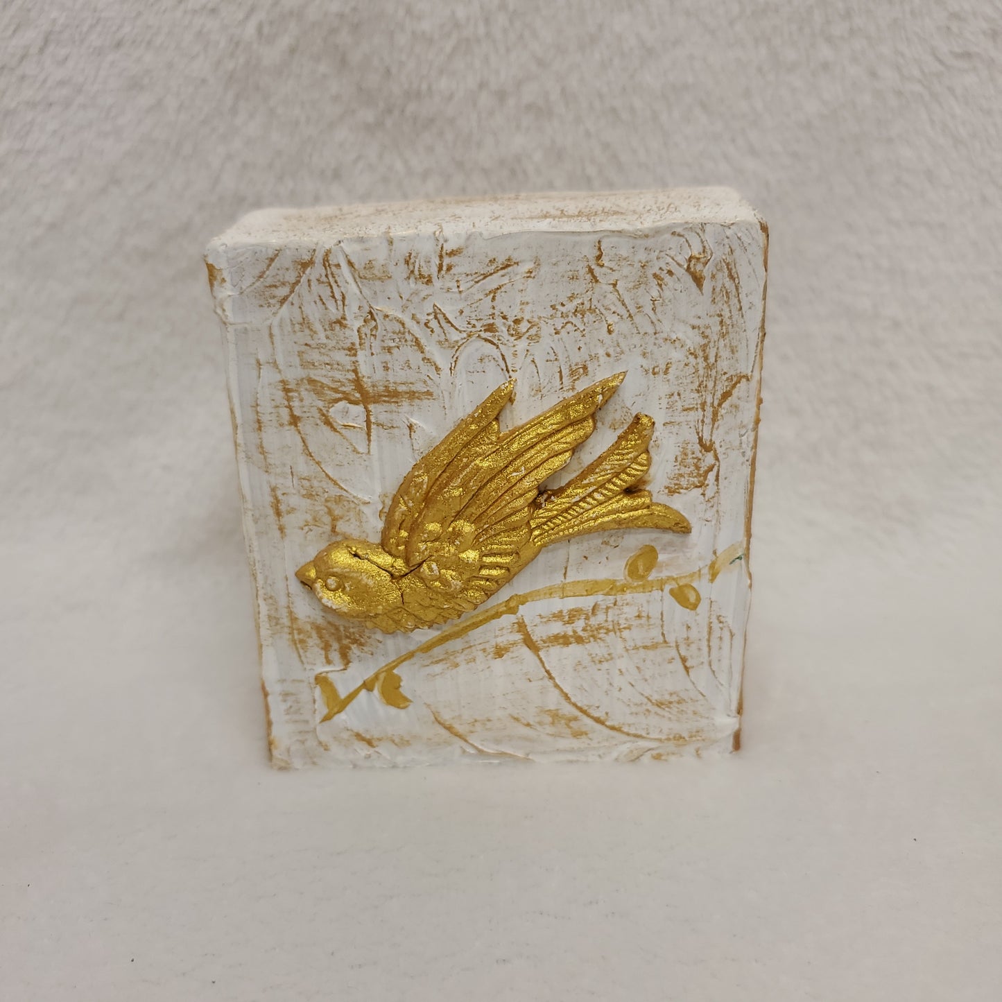 Golden Bird on Wood