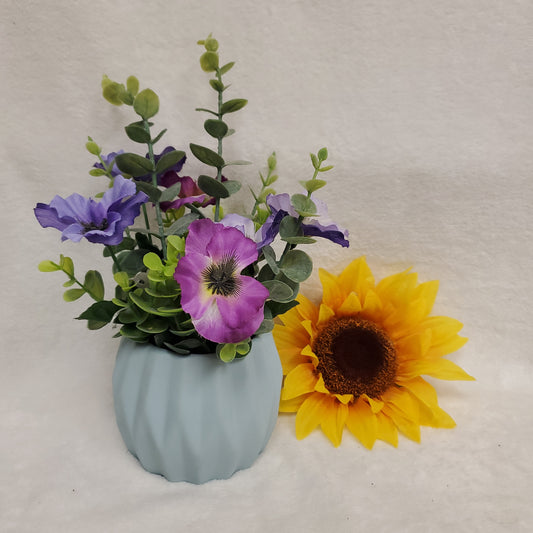 Purple Peonies in Blue Vase