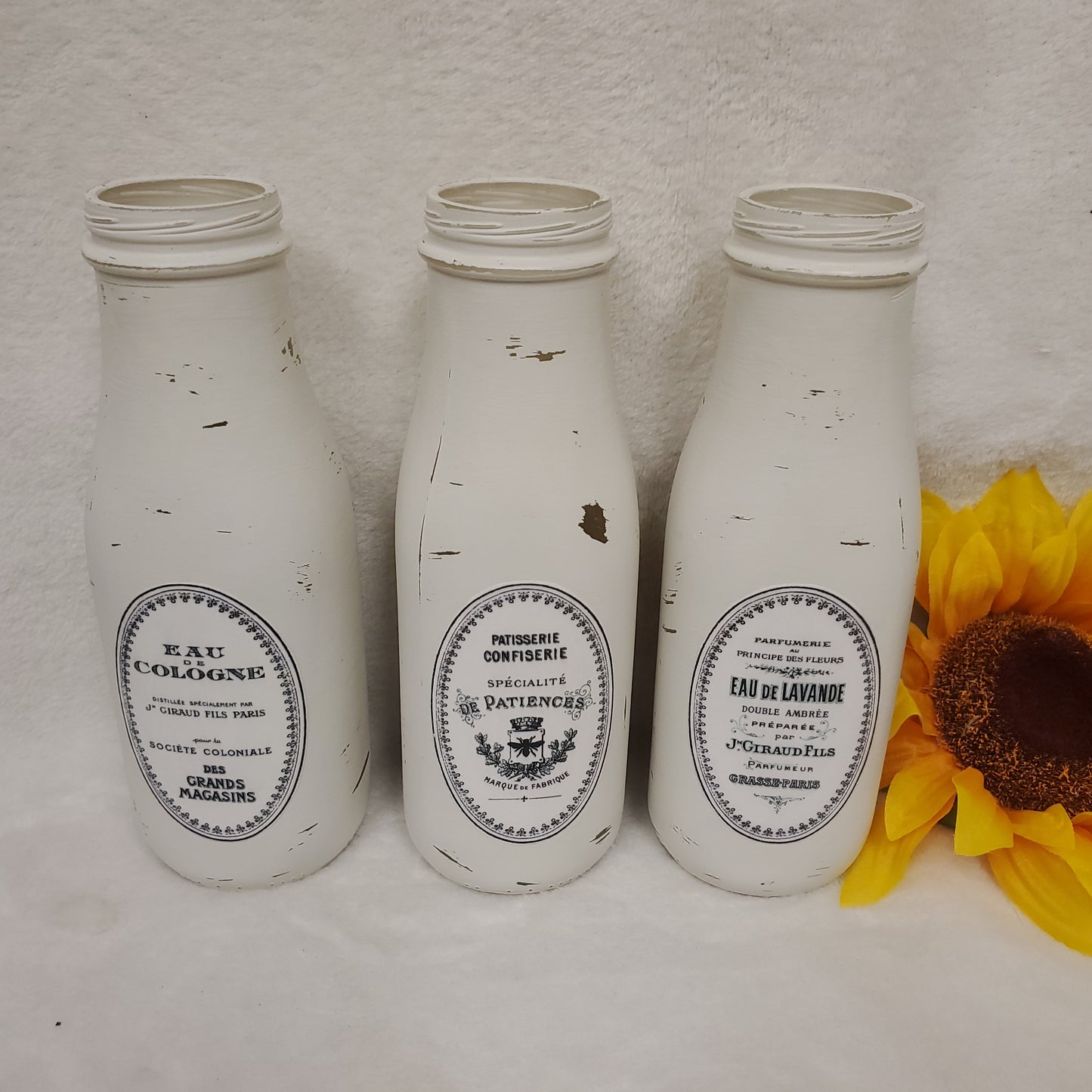 Farmhouse Style Decorated Vases (set of 3) - Medium Size