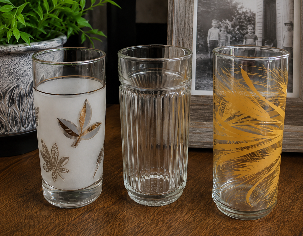 Vintage 70s Style Drinking Glasses | Retro Highball Tumblers