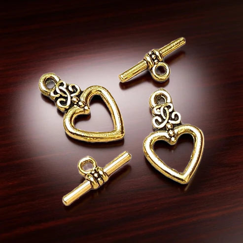 Nickel-Free Heart Toggle Clasp for Jewelry Making - Hypoallergenic and Safe (2 pk)