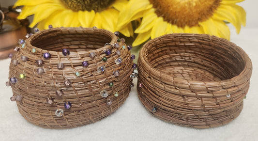 Beaded Pine Needle Baskets