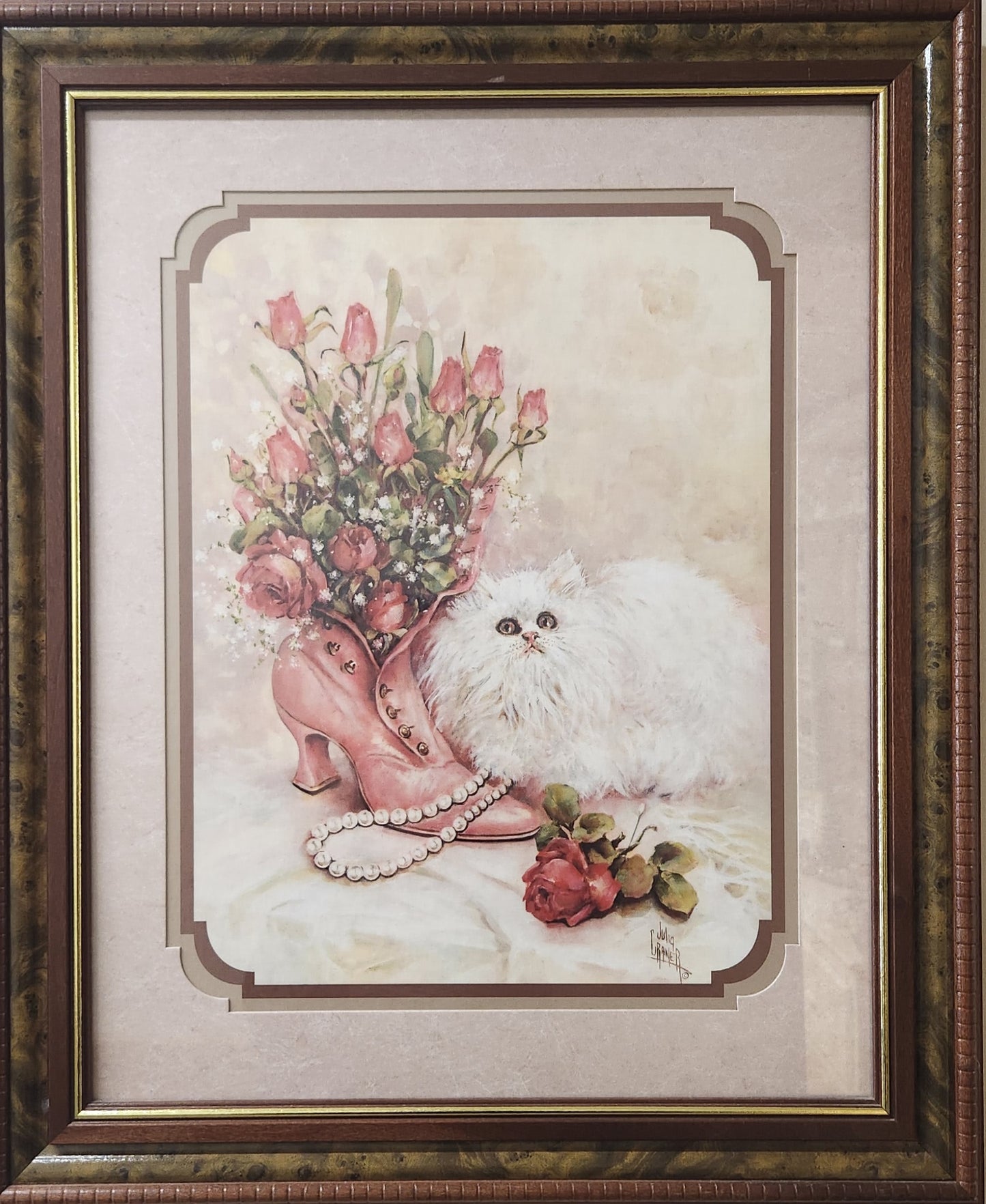 Artistic Elegance: Beautiful White Cat with Victorian Boot Print by Julia Crainer