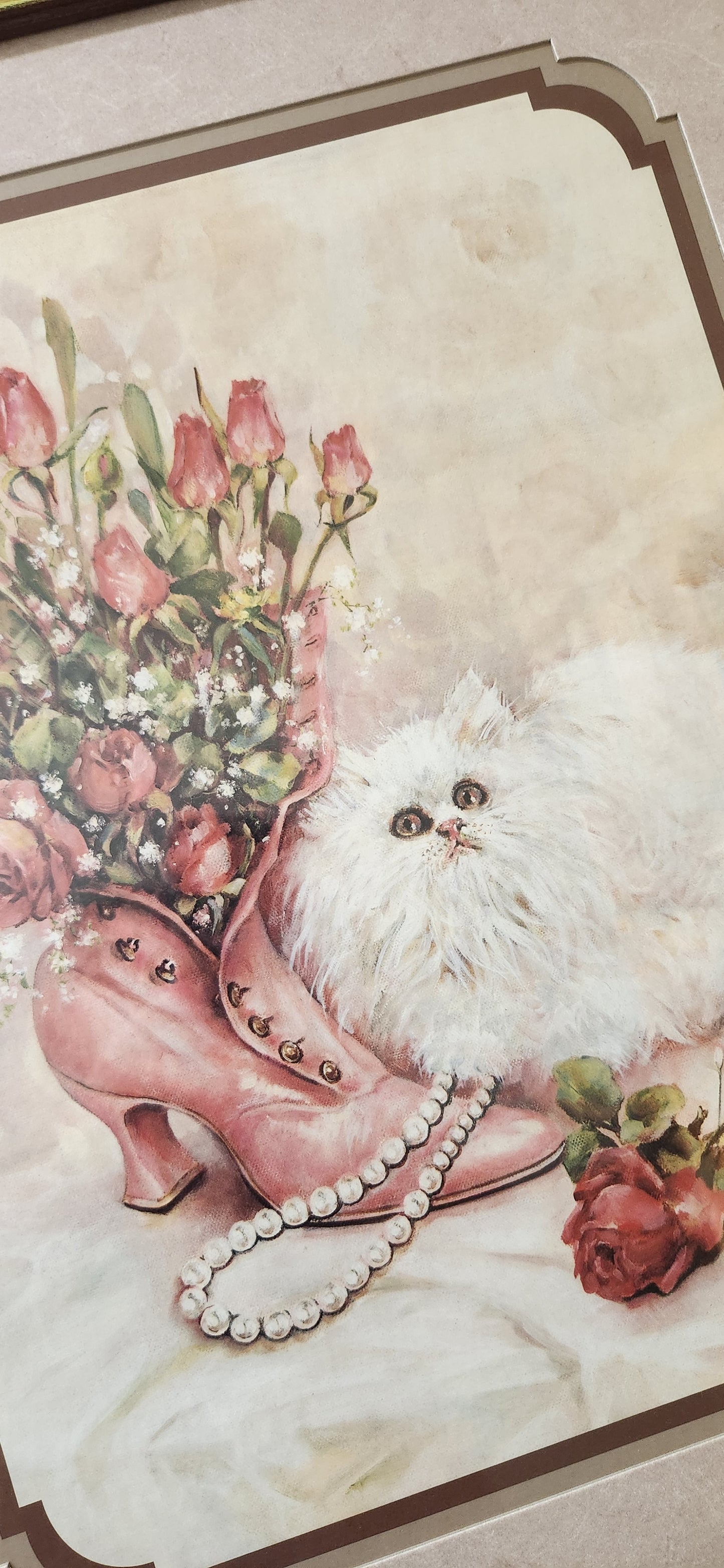 Artistic Elegance: Beautiful White Cat with Victorian Boot Print by Julia Crainer