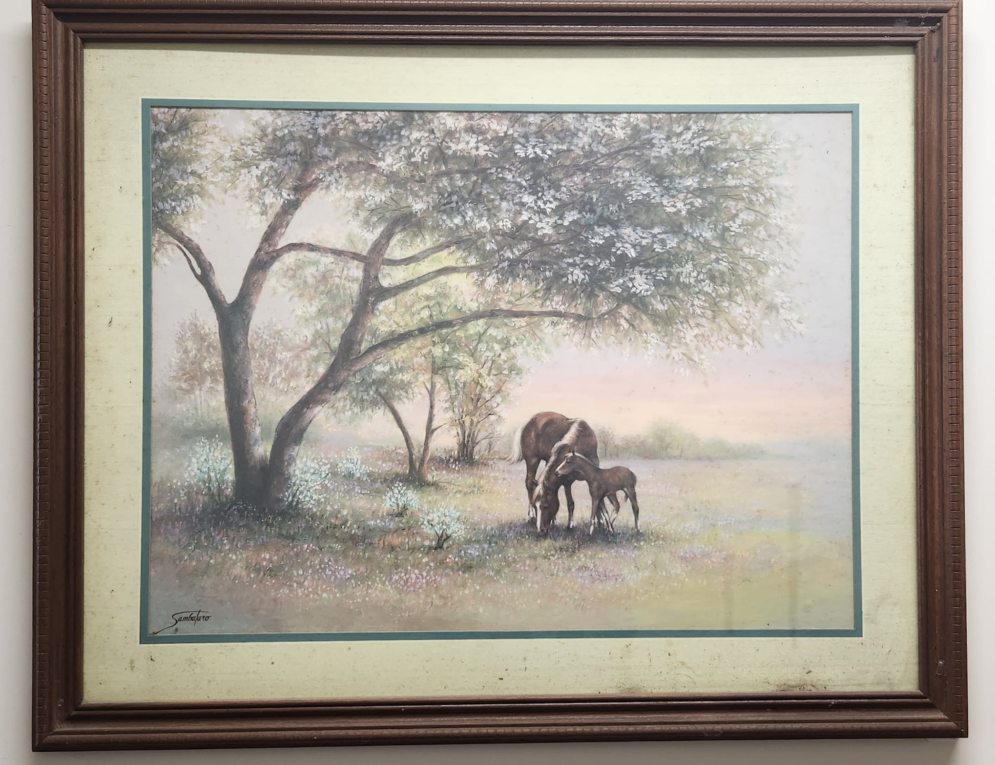 Artistic Elegance: Stunning Horses Under a Tree Print by Joe Sambatora