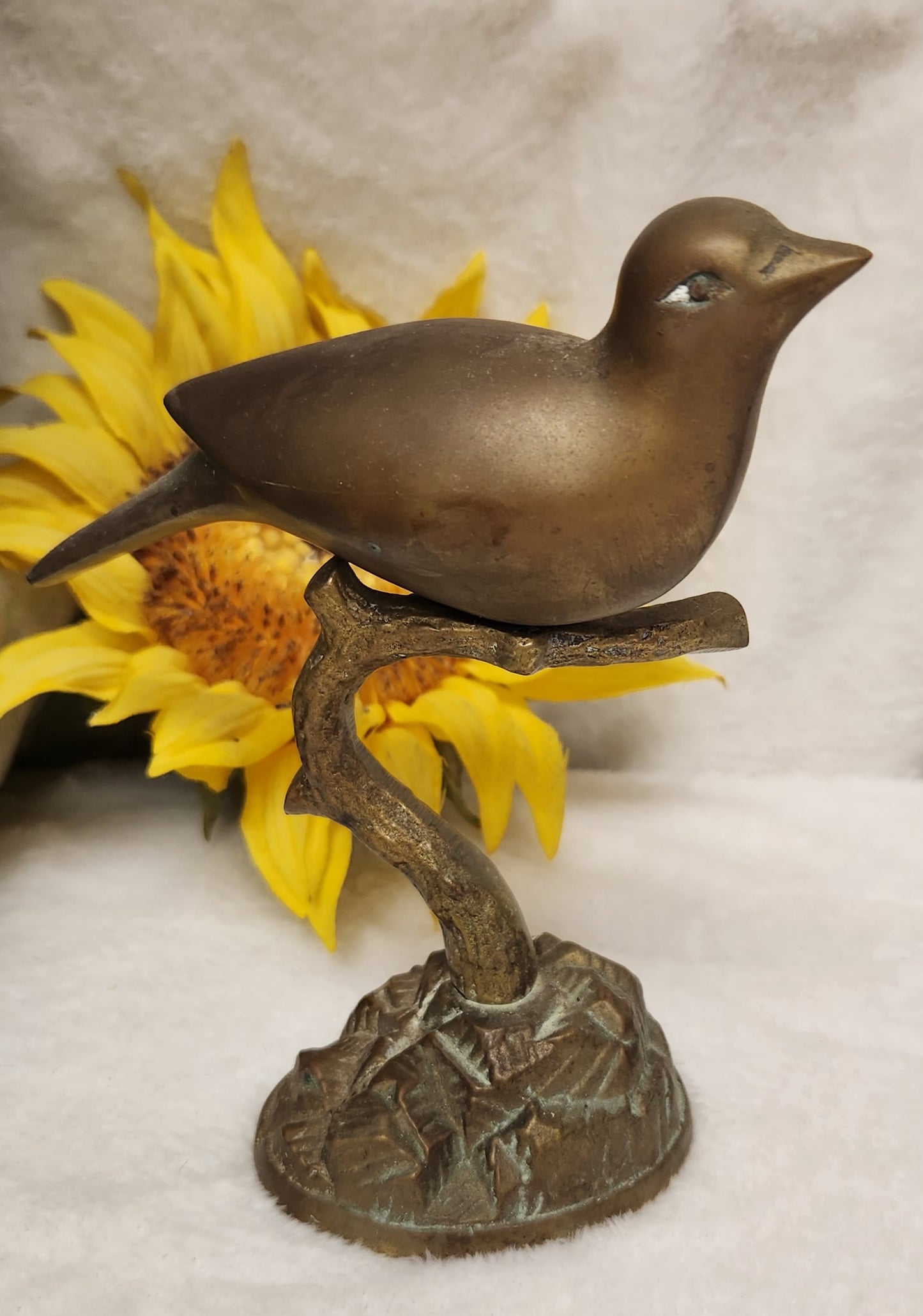 Set of Two Vintage Solid Brass Bird on Branch