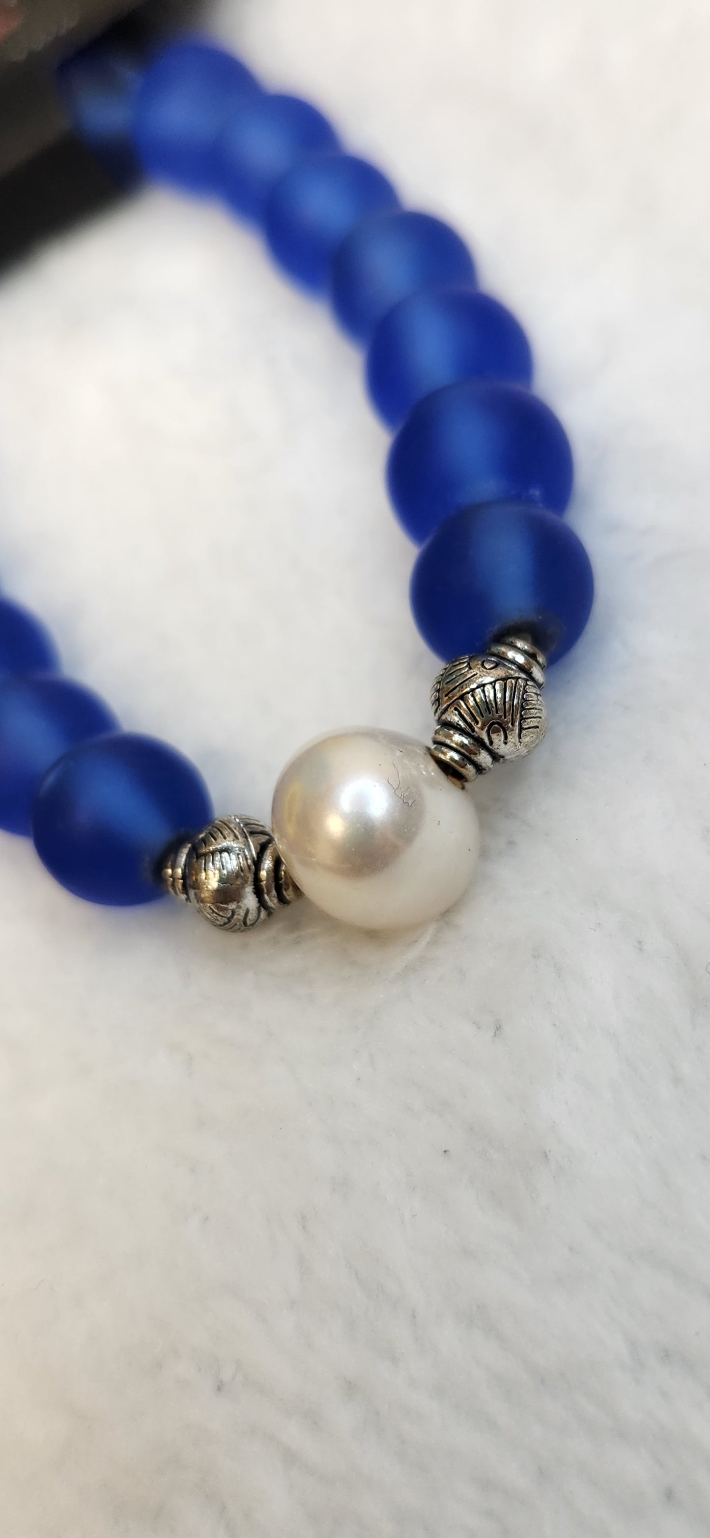 Blue Sea Glass Bracelet