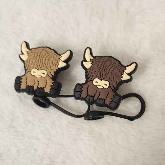 Rustic Highland Cow Straw Accessory - Unique Farmhouse Touch