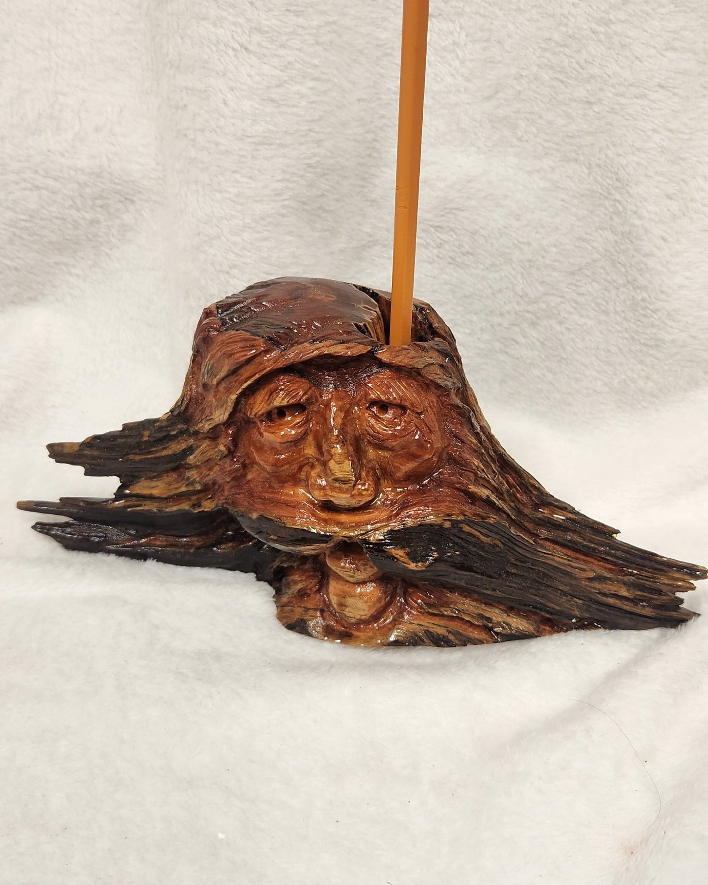 Handcrafted Wood Spirit Pencil Holders - Rustic Desk Decor