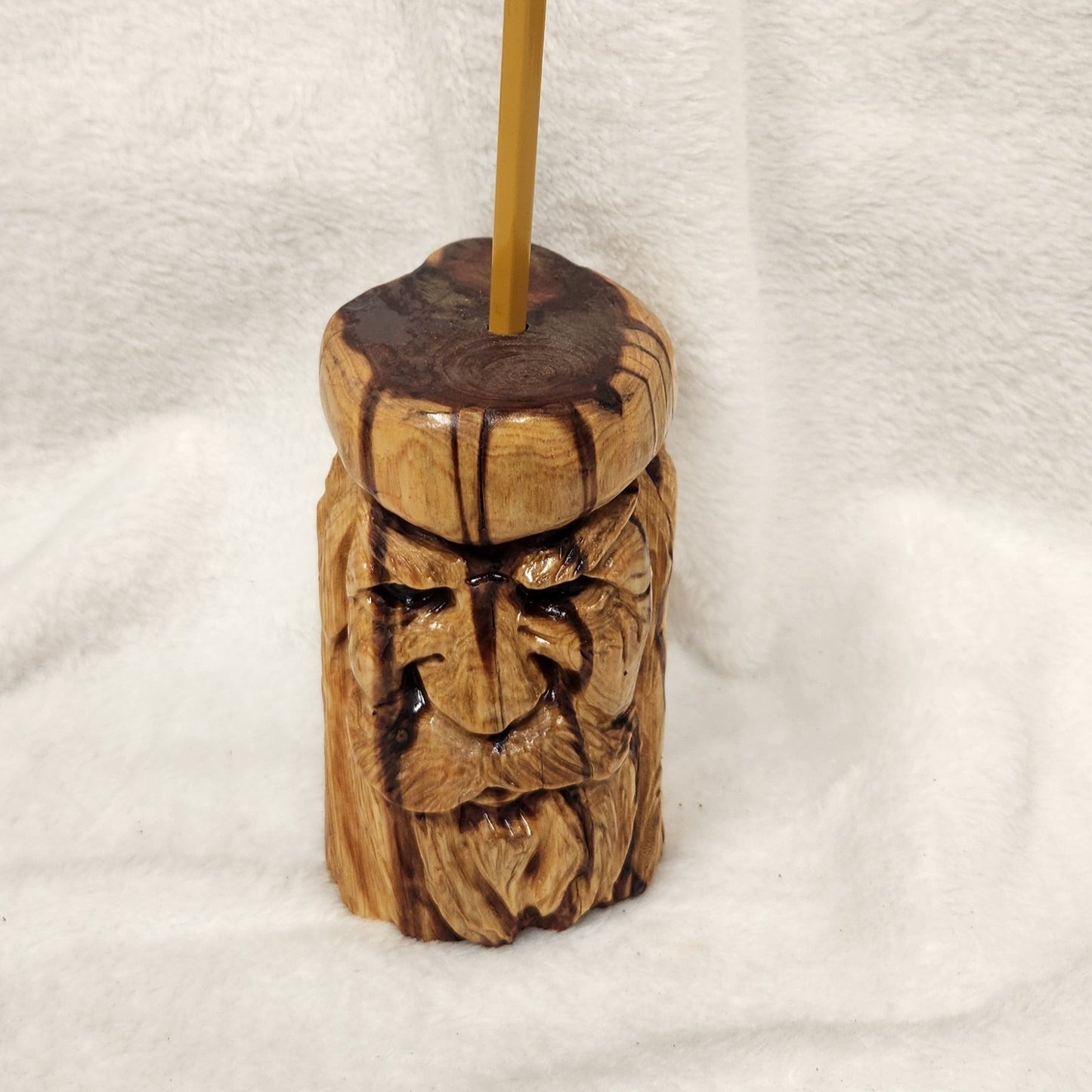 Handcrafted Wood Spirit Pencil Holders - Rustic Desk Decor
