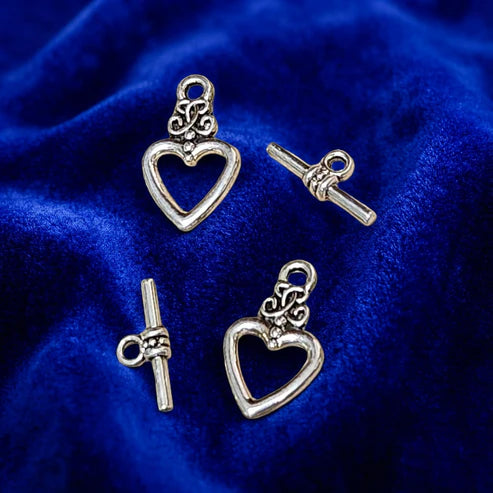 Nickel-Free Heart Toggle Clasp for Jewelry Making - Hypoallergenic and Safe (2 pk)