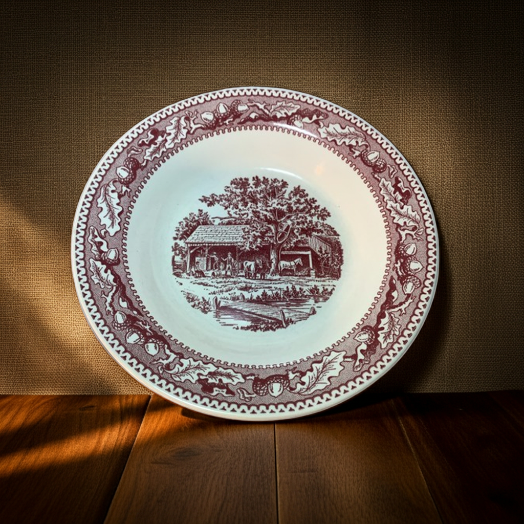 Vintage Royal Ironstone “Memory Lane” Red Soup Bowl