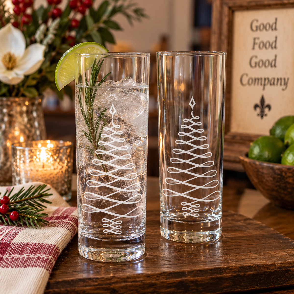 Vintage Jack Daniel’s Christmas Tree Highball Glasses