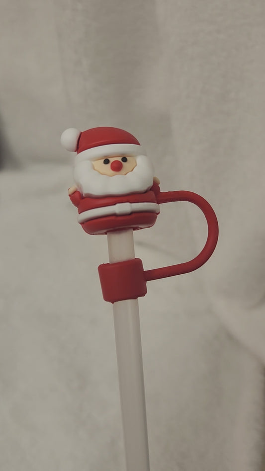 Festive 3-D Christmas Character Straw Topper for Holiday Fun