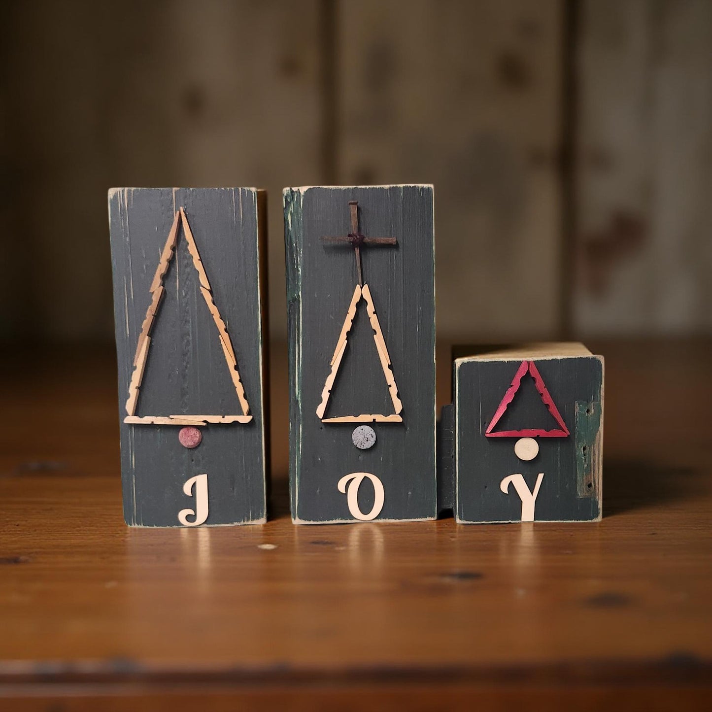Handcrafted “Joy” Wooden Board Set