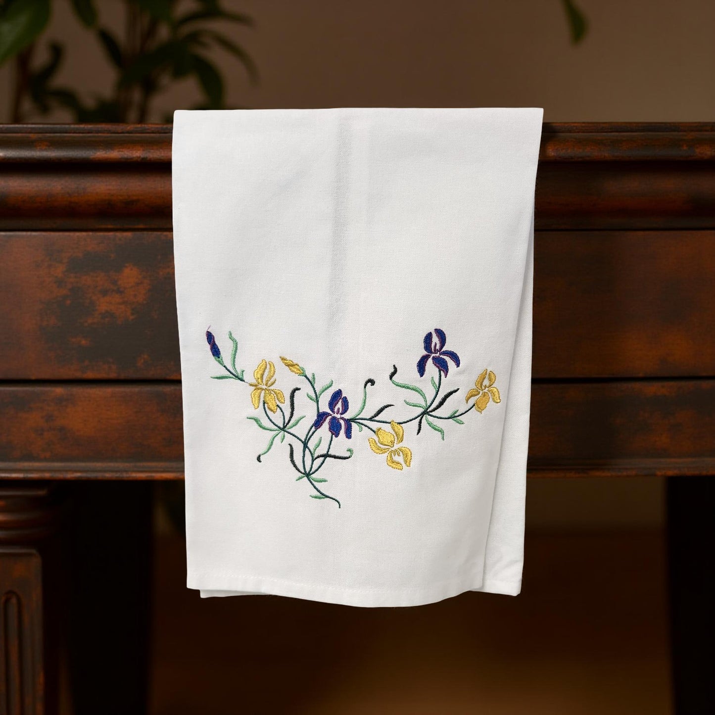 Hand-Crafted Embroidered Day Lily and Floral Theme Hand Towels