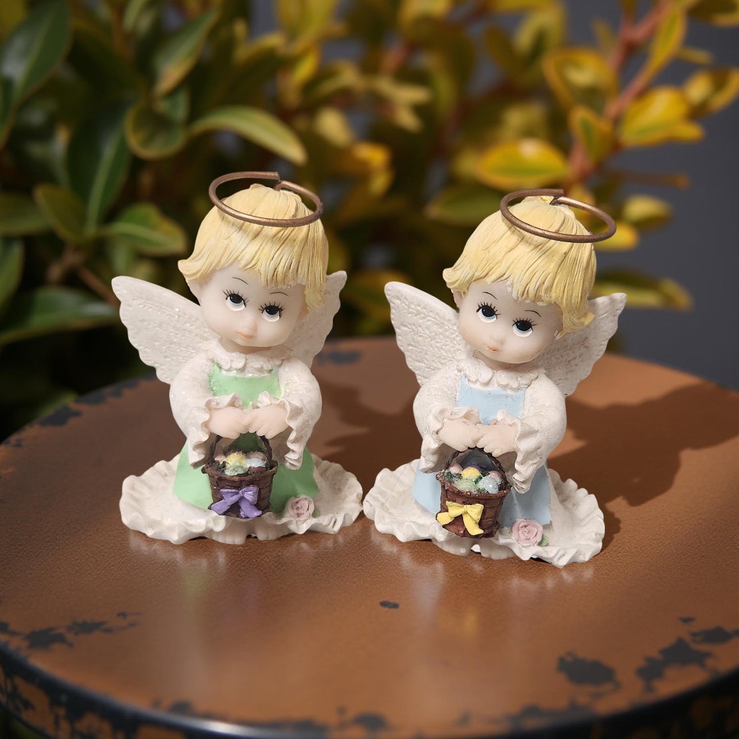 Adorable Holly Babes Angel Figurine with Easter Basket - Easter Home Decor