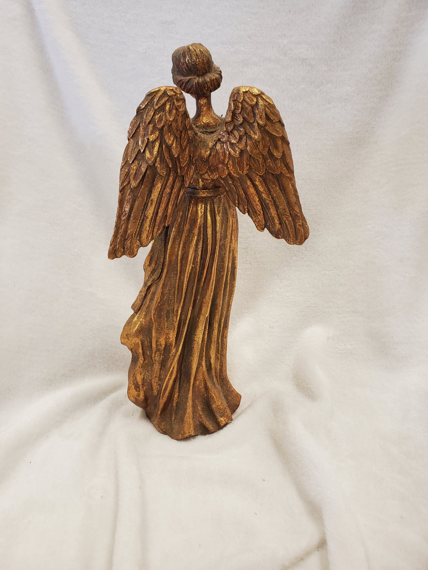 Gold Finish Angel Statue with Harp
