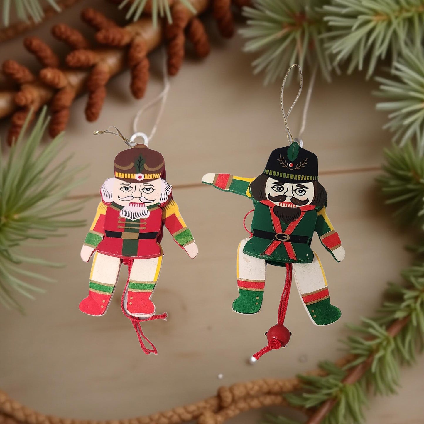 Vintage Nutcracker Motion Ornaments - Set of 2