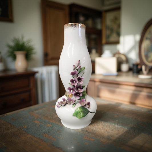 Vintage Lefton China Vase with Purple Floral Design