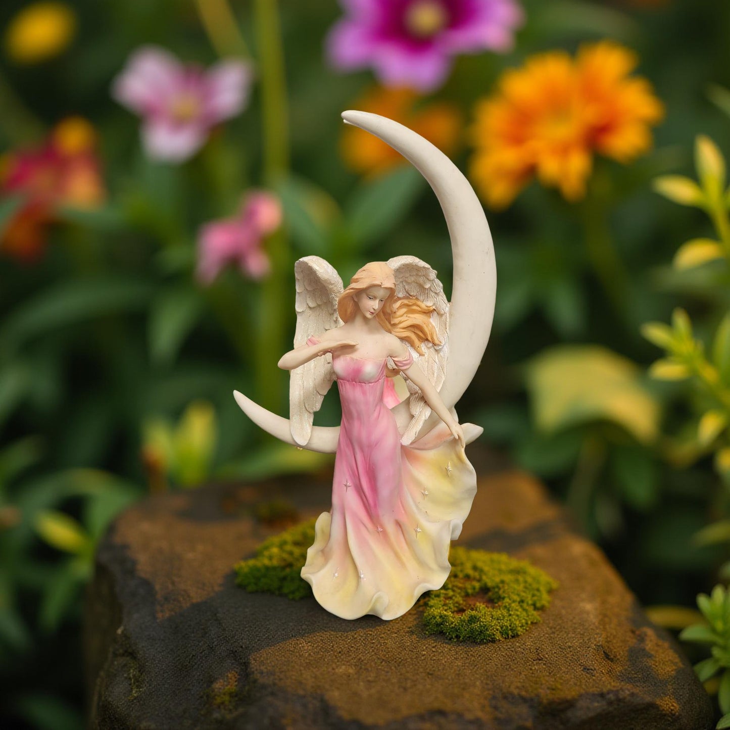 Guardian Angel and Crescent Moon 16 Inch Resin Statue 2005
