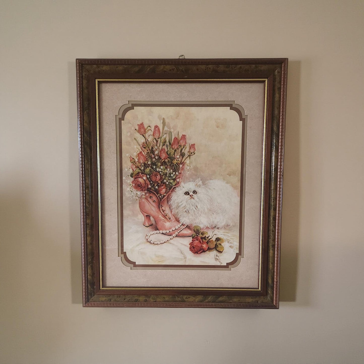 Artistic Elegance: Beautiful White Cat with Victorian Boot Print by Julia Crainer