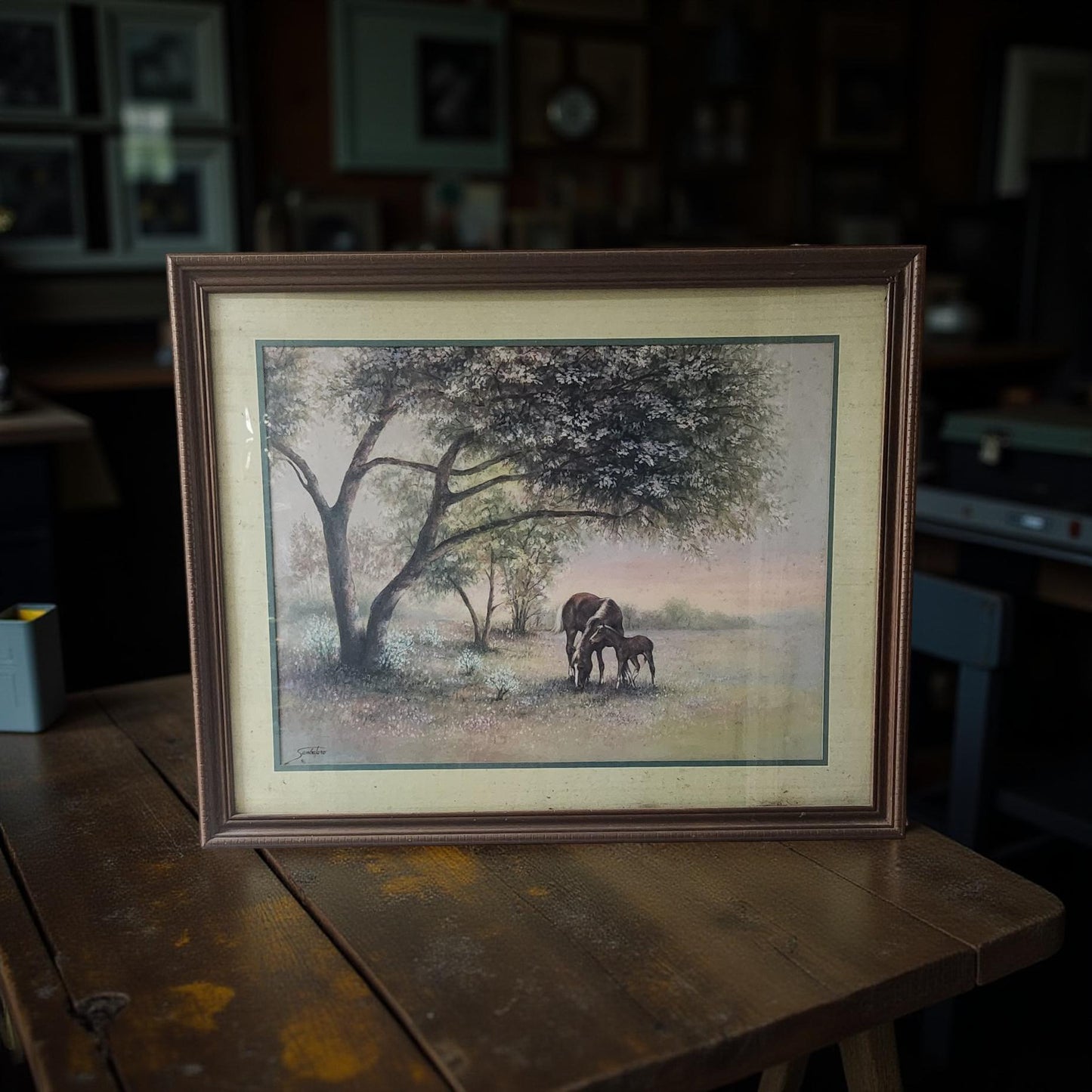 Artistic Elegance: Stunning Horses Under a Tree Print by Joe Sambatora