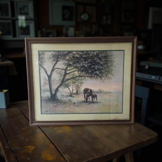 Artistic Elegance: Stunning Horses Under a Tree Print by Joe Sambatora