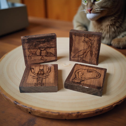 Hand-Crafted Wood-Burned Coaster Sets