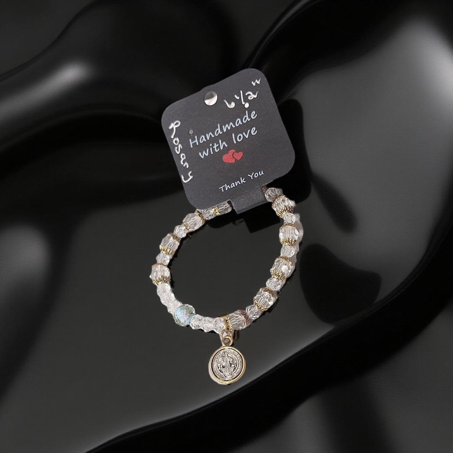 Unique Handcrafted Rosary Bracelet with Exquisite Religious Charm